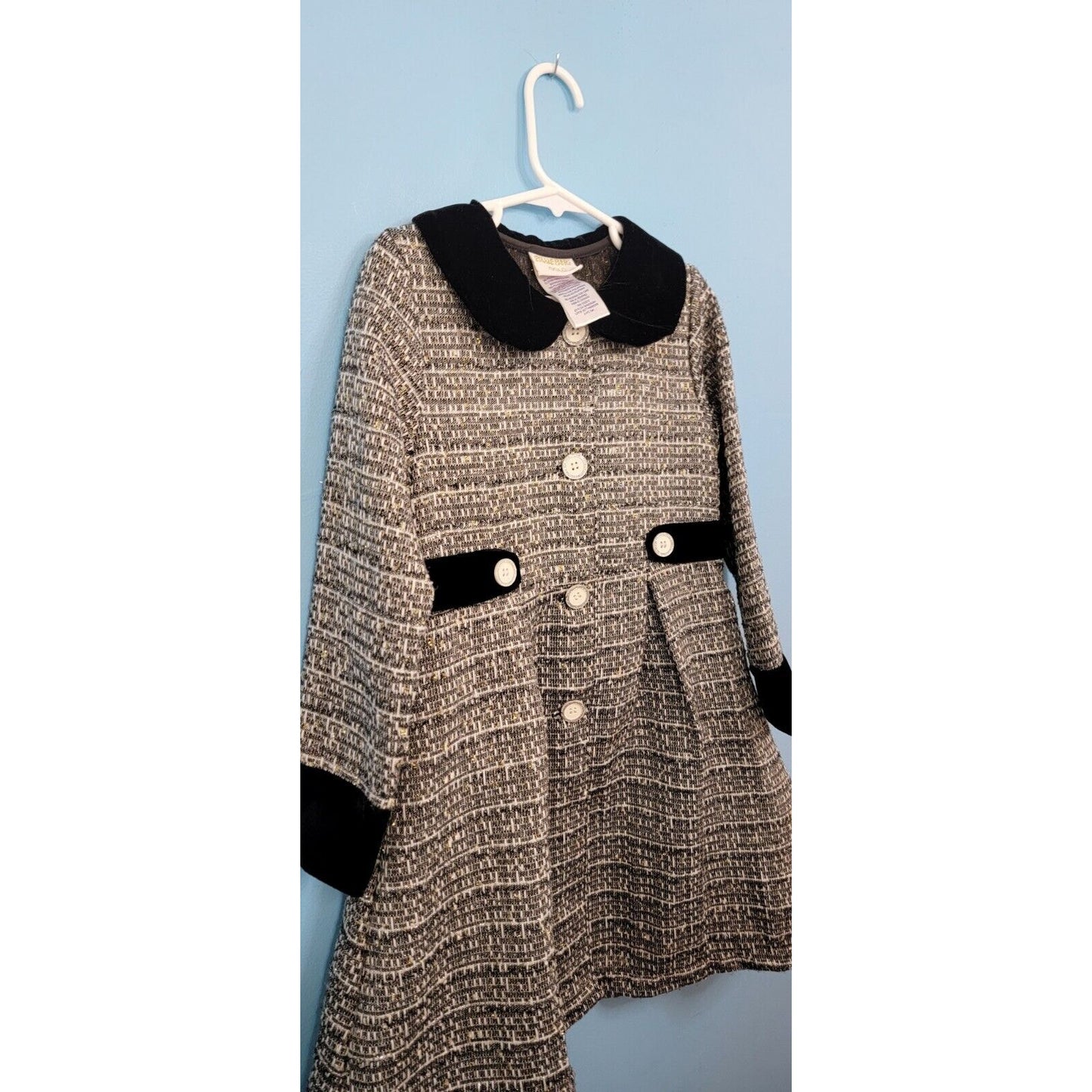 Blueberi Boulevard Black And White Tweed Button Front Pleated Jacket Size 6