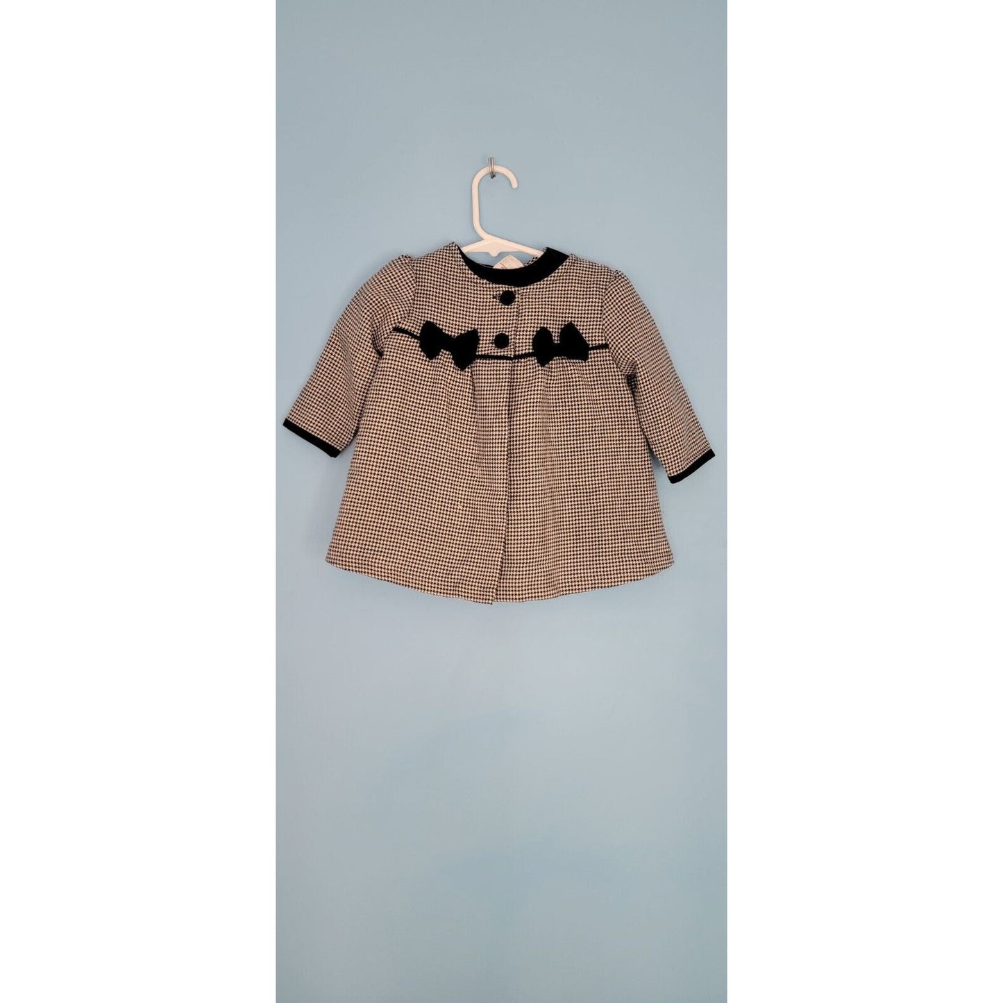 Vintage 3- Piecd Bonnie Baby Outfit, Jacket, Dress And Bloomers Black And White
