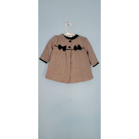 Vintage 3- Piecd Bonnie Baby Outfit, Jacket, Dress And Bloomers Black And White