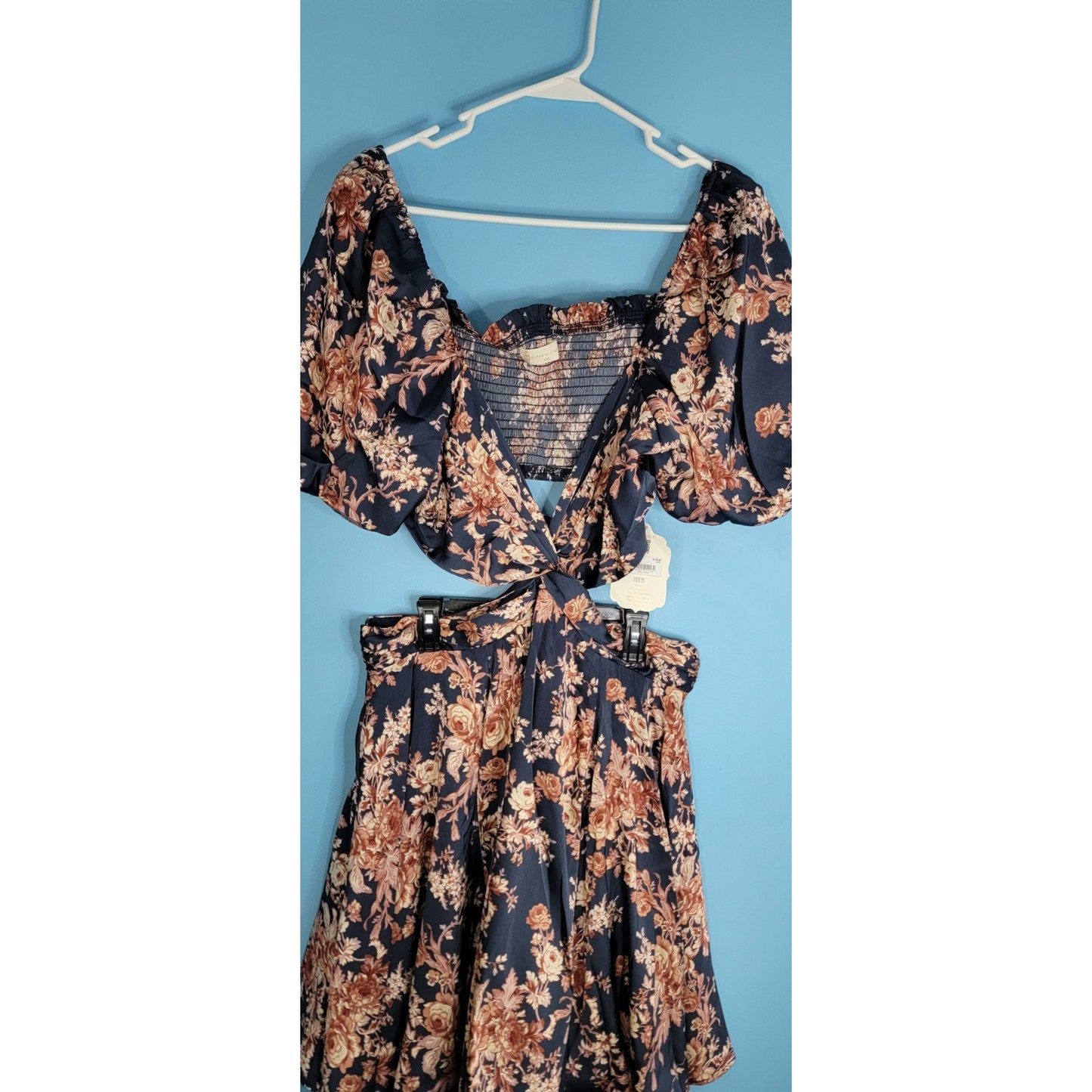 NWT Altar'd State Size XXL Navy Blue Floral Dress With Cut Outs Open Back Zipper