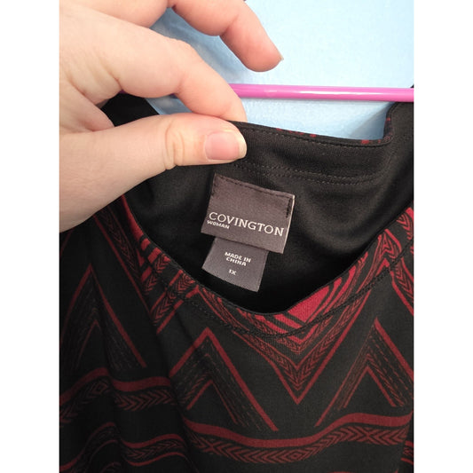 NWT Covington Size 1X Black & Red Layered Tunic Dress Knit Women’s 1X NEW