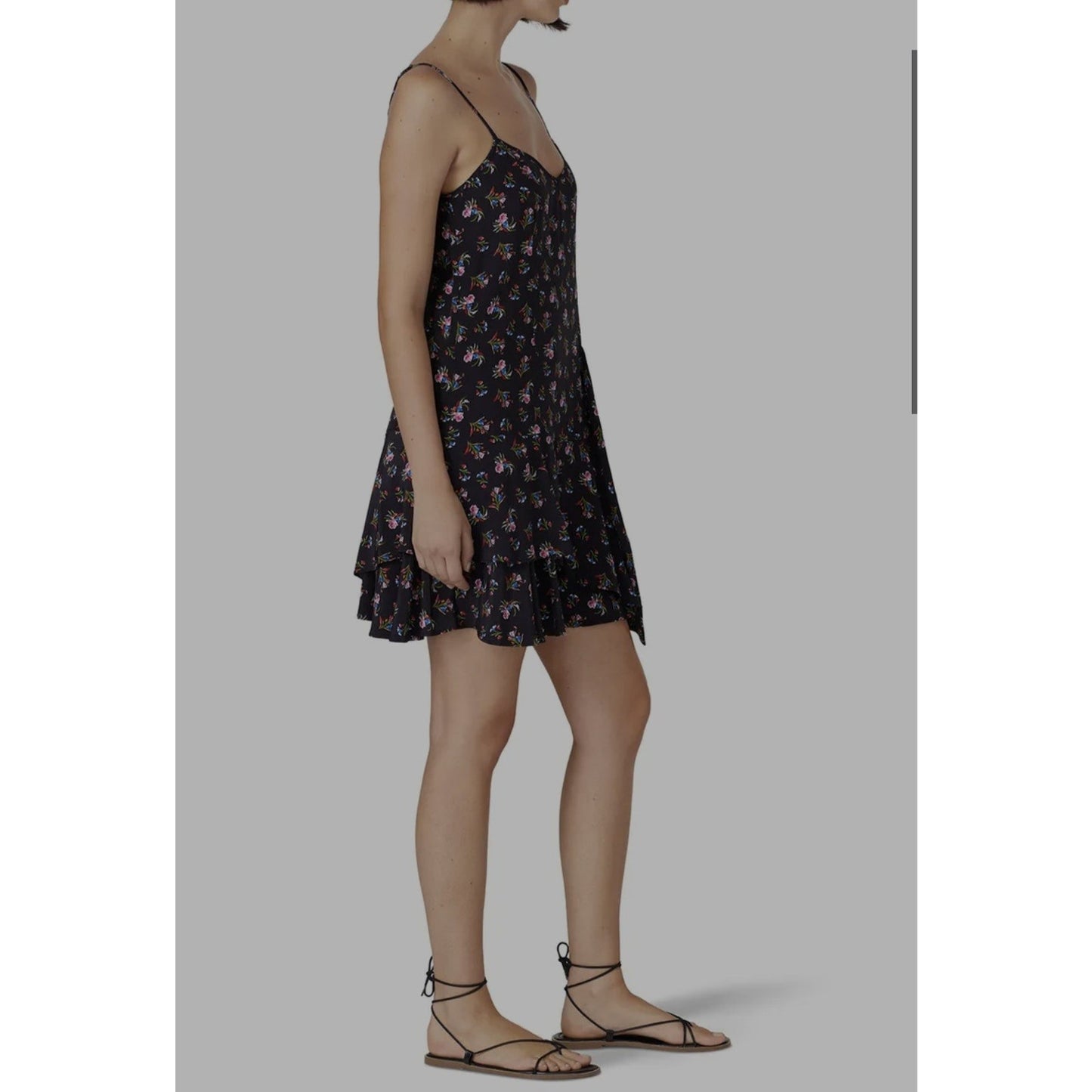 Rent The Runway Thakoon Collective Black Floral Slip Mini Dress Womens 14