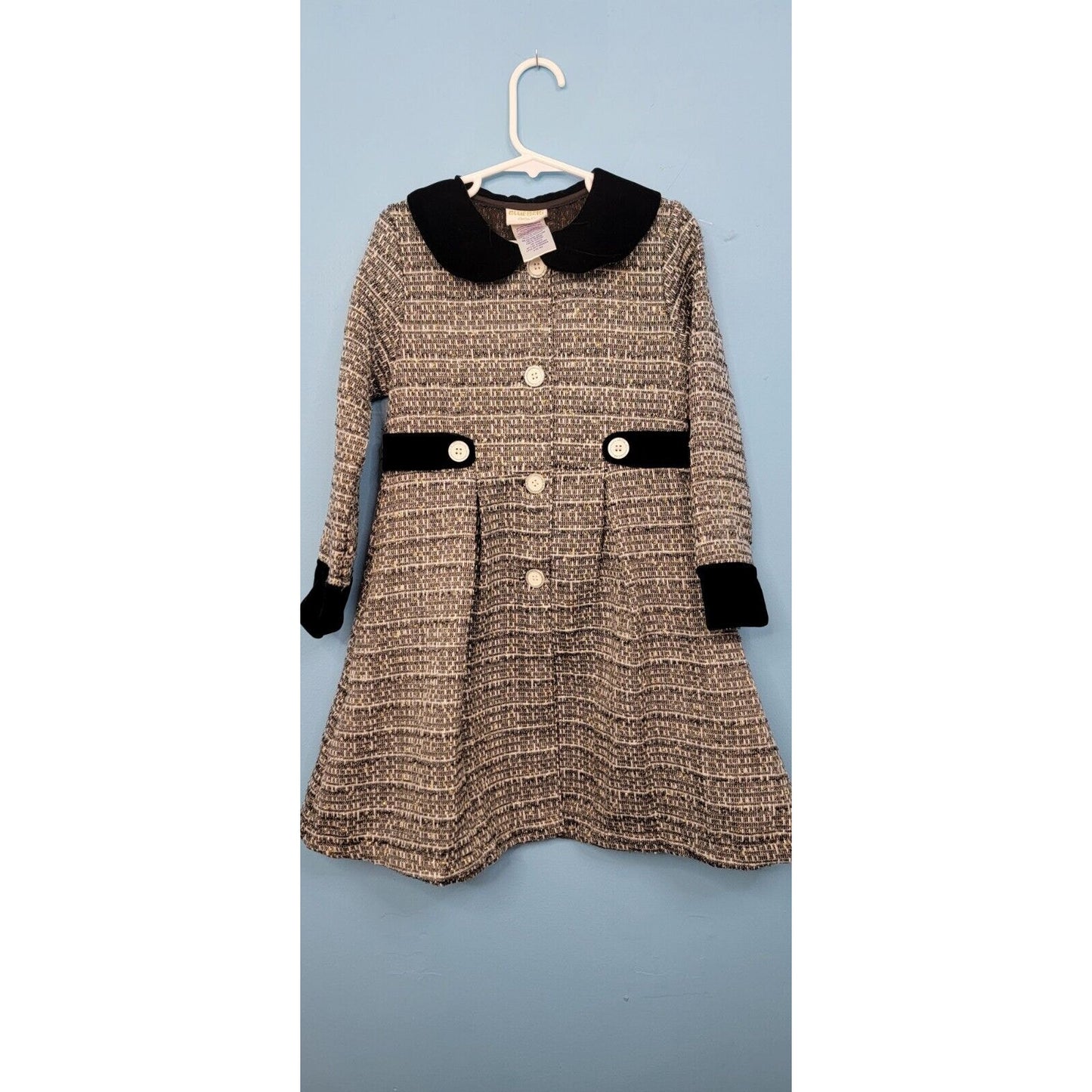 Blueberi Boulevard Black And White Tweed Button Front Pleated Jacket Size 6