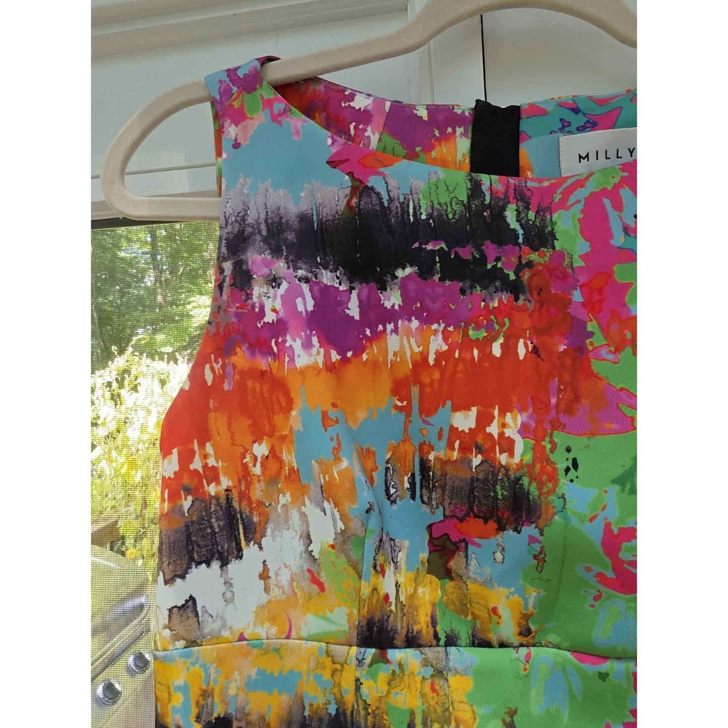 Milly Size 4 - Multicolor Boatneck Scuba Sheath Dress