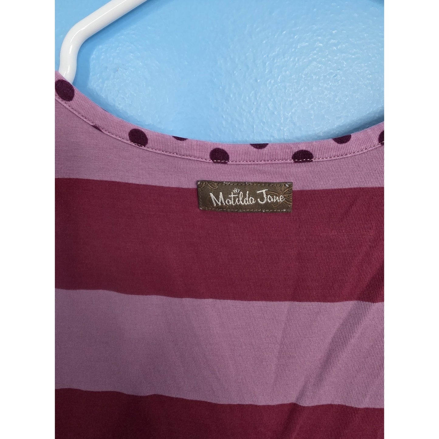 Matilda Jane Top Sz 8 Oh Dear Ruffles Tunic Tank Once Upon A Time Dots Stripes