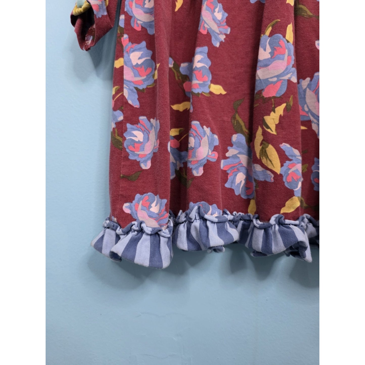 Matilda Jane Dress 8 Winifred Burgundy Blue Floral Ruffle