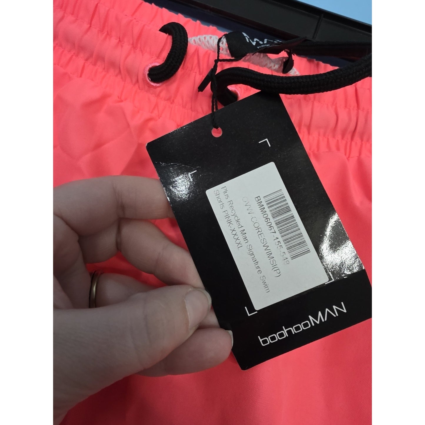 boohoo man coral mesh lined swim shorts size 4XL elastic waist drawstring NWT