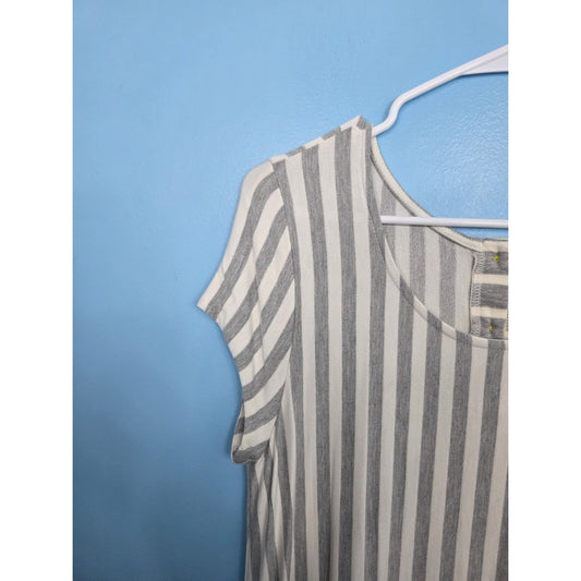 Anthropologie Puella Dress Gray And White Stripe With Flutter Hem Sizes Medium