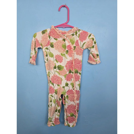 Mud Pie Baby Girl Hydrangea Sleeper One Piece Size 0-3 Months Pink Bamboo