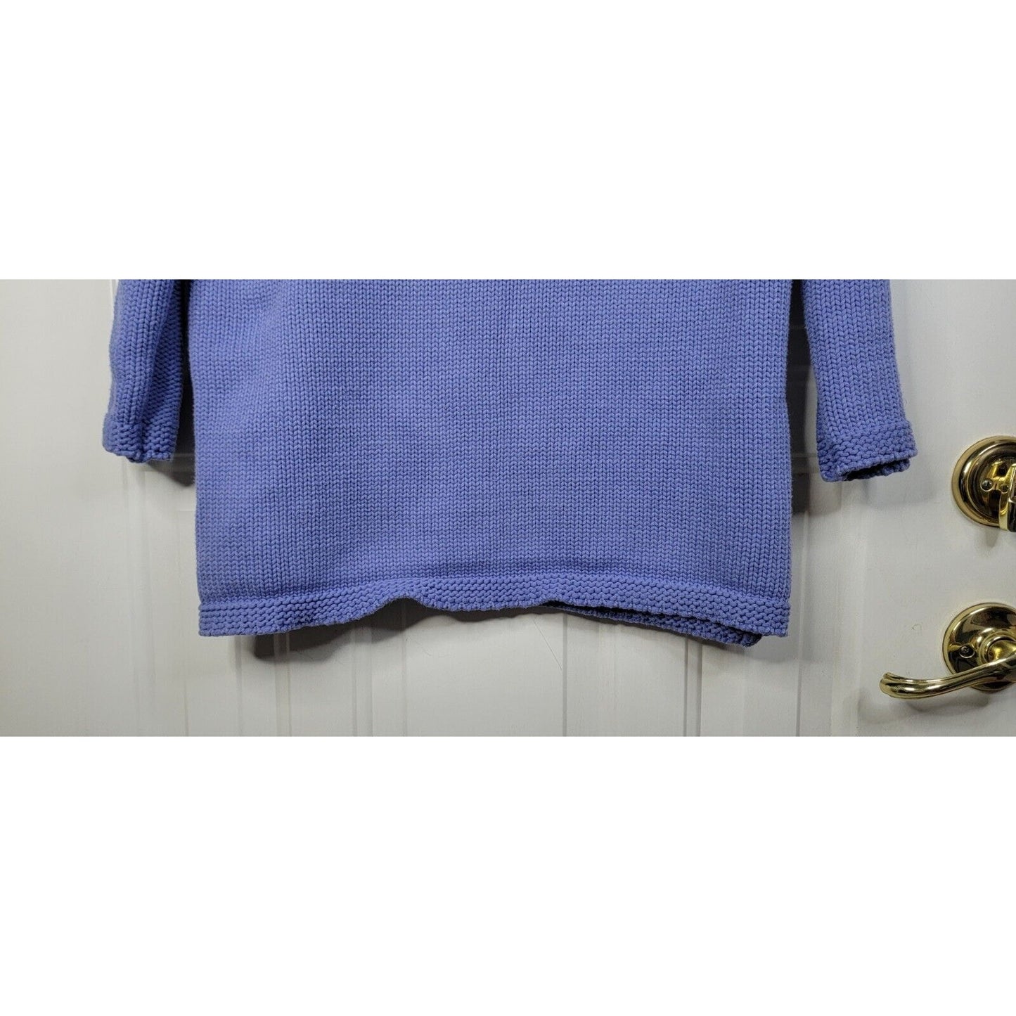 Workshop Republic Clothing Knit Crew Neck Blue Sweater 3/4 Sleeves Size Large
