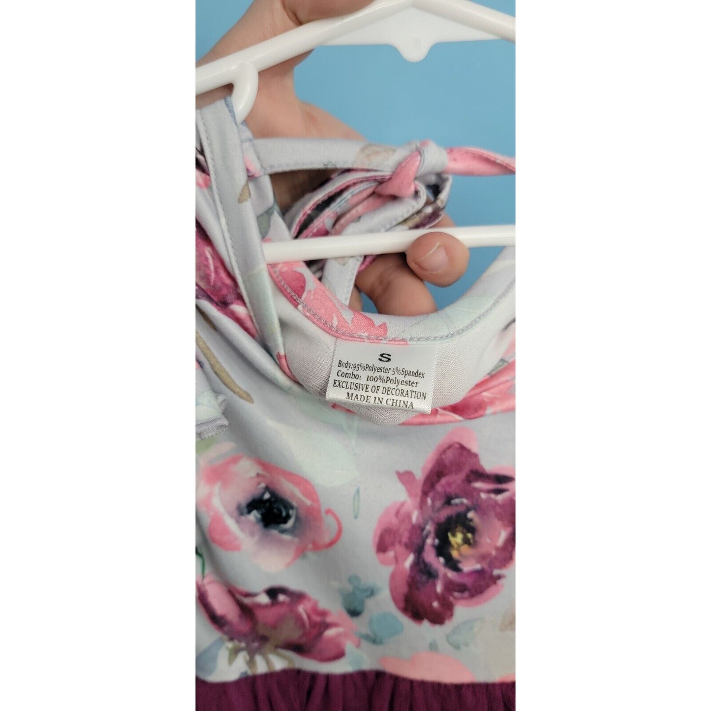Girls Blue Floral Long Sleeve Layered Purple Tulle Dress Size Small (2T/3T)