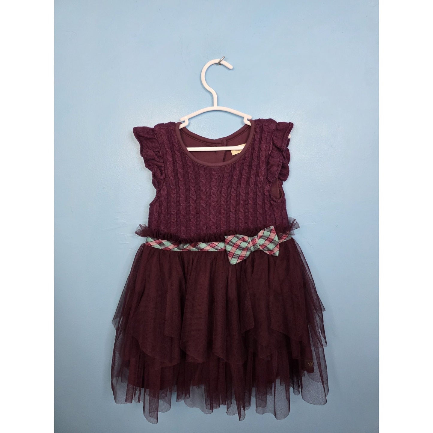 Matilda Jane Once Upon A Time Burgundy Sweater Tulle Soiree Dress Size 18-24mos