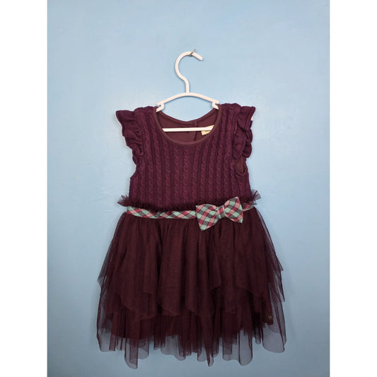 Matilda Jane Once Upon A Time Burgundy Sweater Tulle Soiree Dress Size 18-24mos