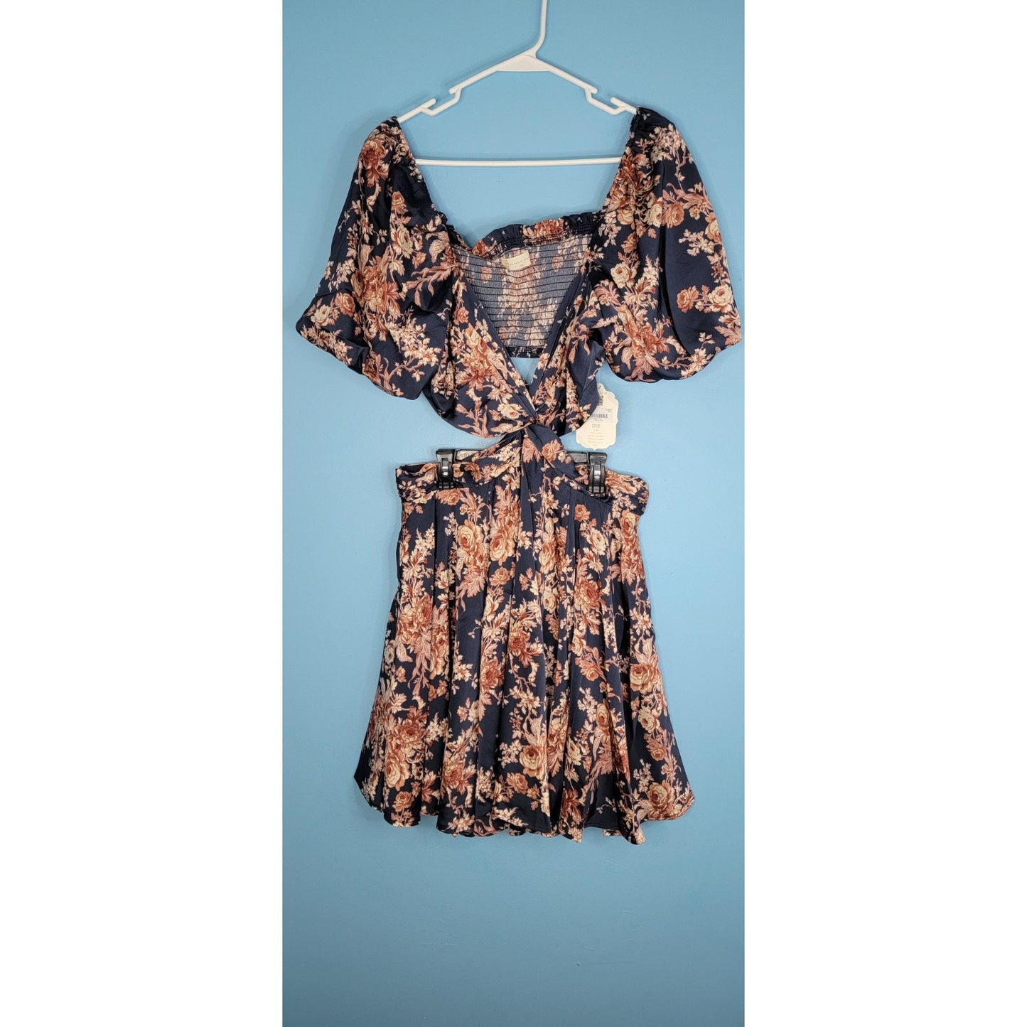 NWT Altar'd State Size XXL Navy Blue Floral Dress With Cut Outs Open Back Zipper