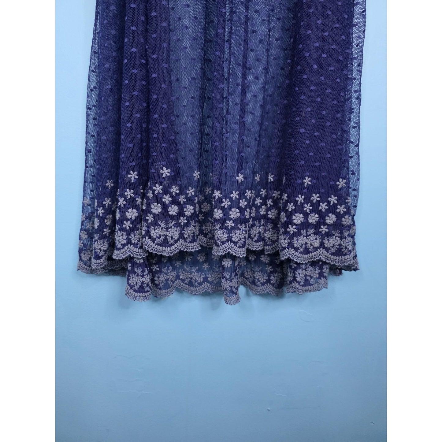 Intimately Free People Navy Swiss Dot Sheer Lace Midi Slip Dress Size Medium