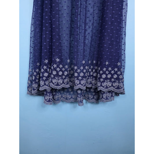 Intimately Free People Navy Swiss Dot Sheer Lace Midi Slip Dress Size Medium