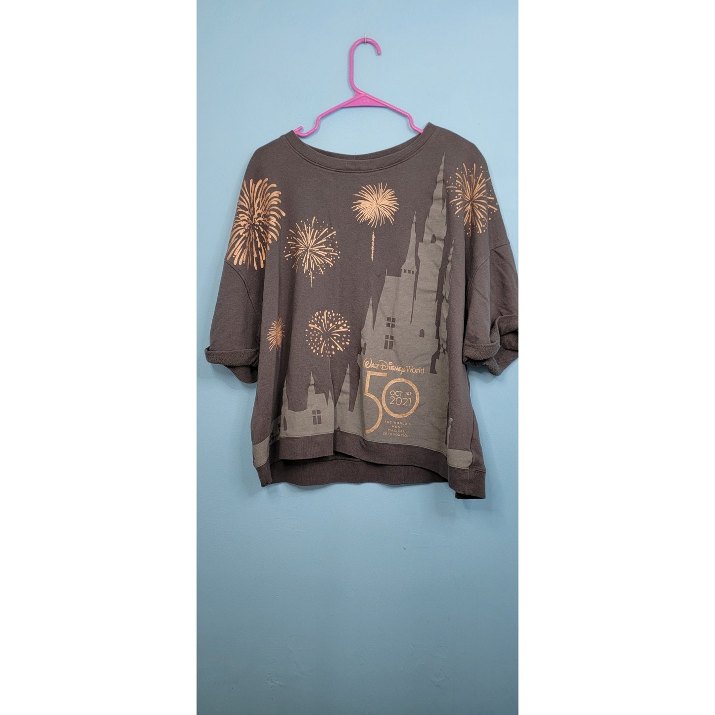 Disney World 50th Anniversary October 1st Castle Dolman Shirt Adult 3XL XXXL
