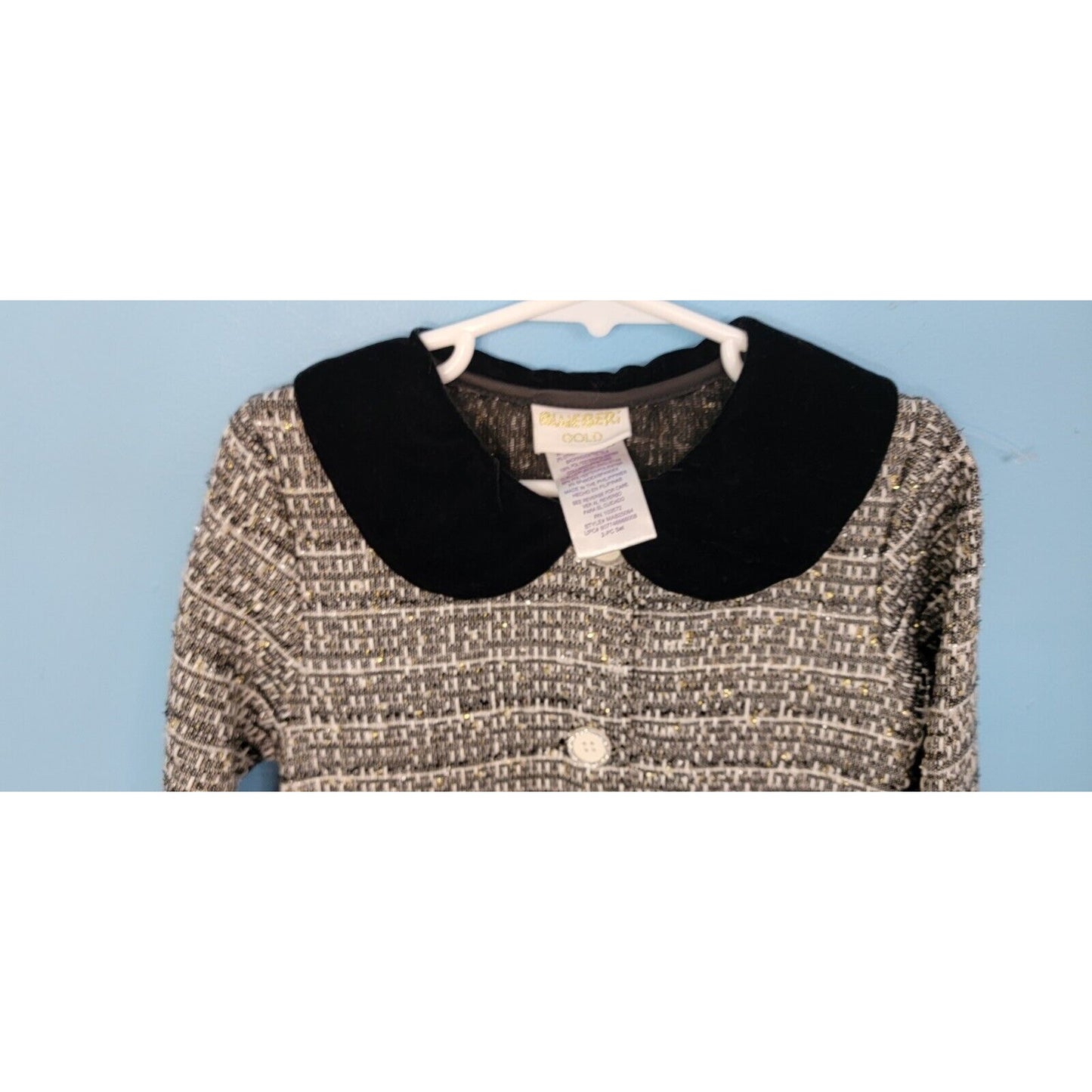Blueberi Boulevard Black And White Tweed Button Front Pleated Jacket Size 6