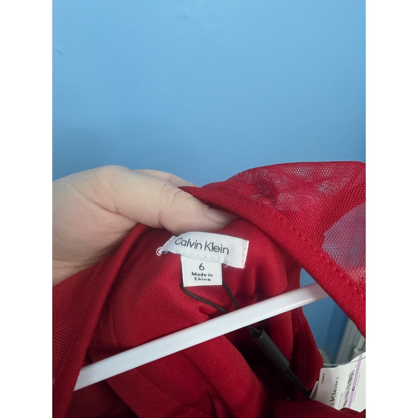 Calvin Klein Illusion Size 6 Mesh Bow Front Dress, Girls Red Sleeveless MSRP $74