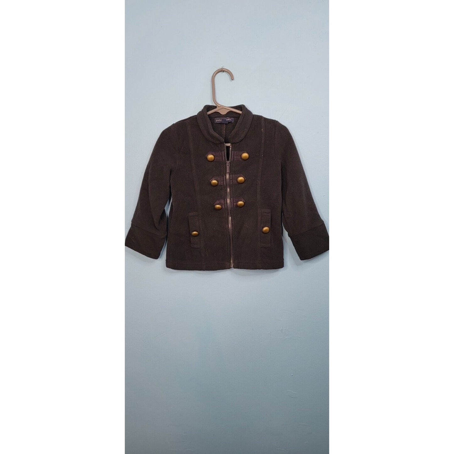 Pumpkin Latch Fleece Winter Jacket Front Buttons Faux Pockets Size 24m/2T