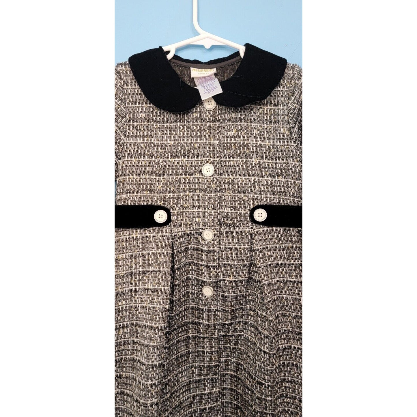 Blueberi Boulevard Black And White Tweed Button Front Pleated Jacket Size 6