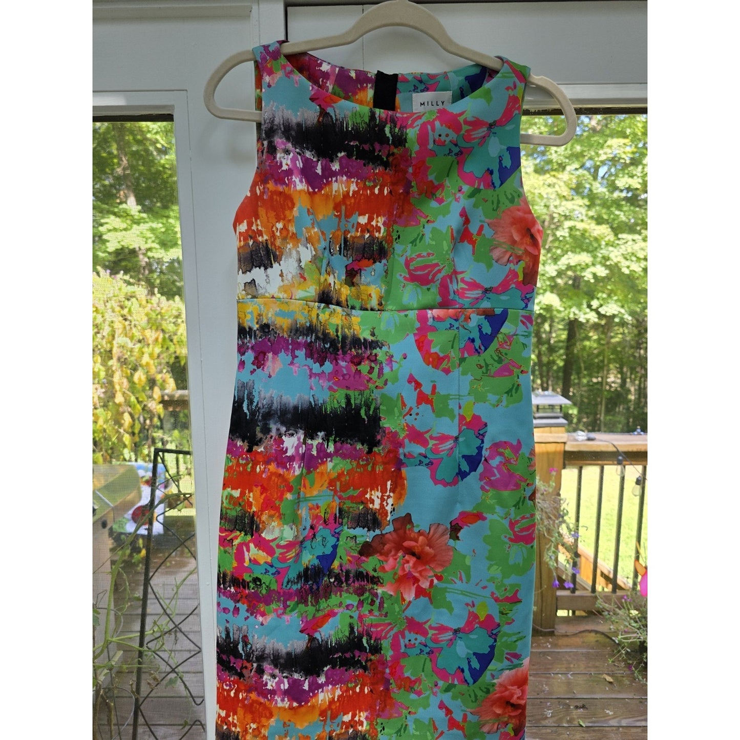 Milly Size 4 - Multicolor Boatneck Scuba Sheath Dress