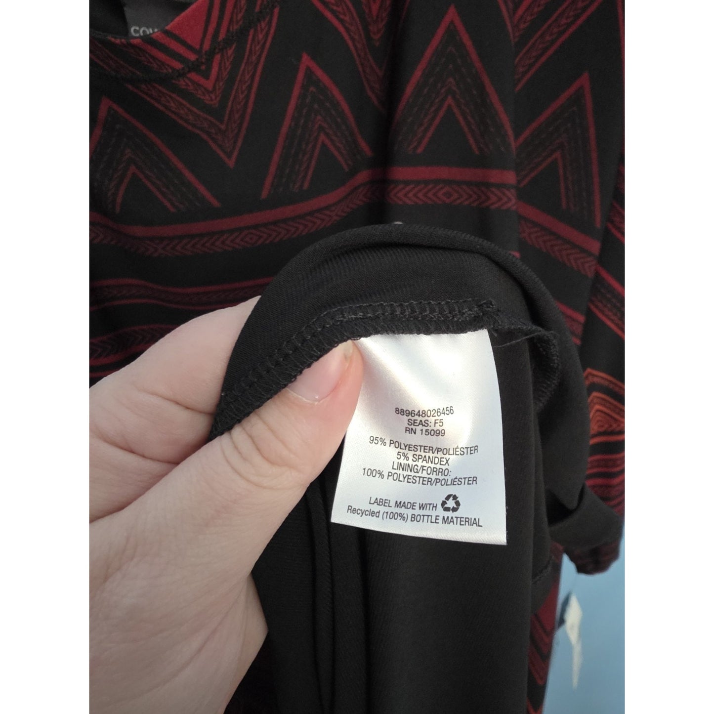 NWT Covington Size 1X Black & Red Layered Tunic Dress Knit Women’s 1X NEW