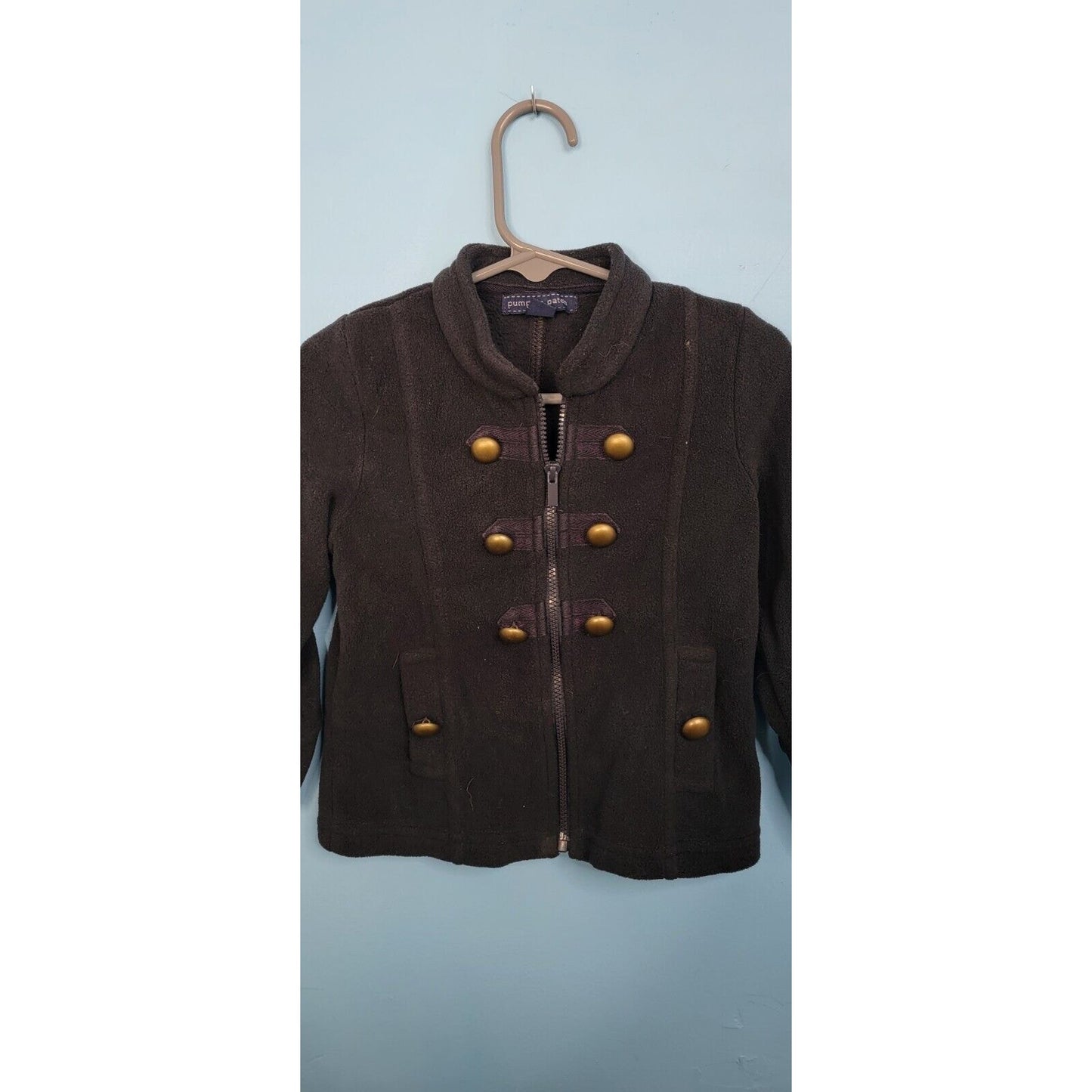 Pumpkin Latch Fleece Winter Jacket Front Buttons Faux Pockets Size 24m/2T