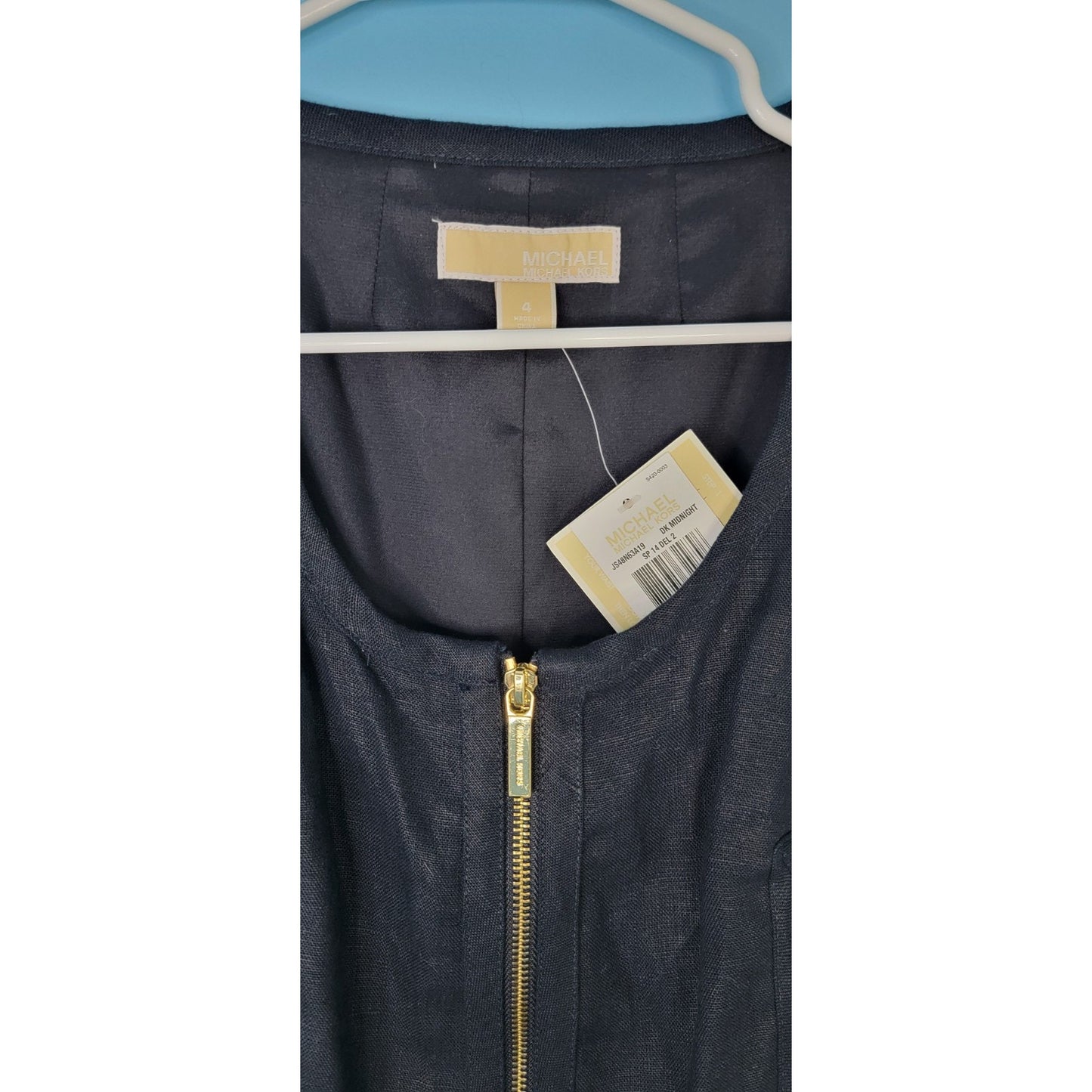 NWT Michael Kors Zip Front Linen Dress Size 4