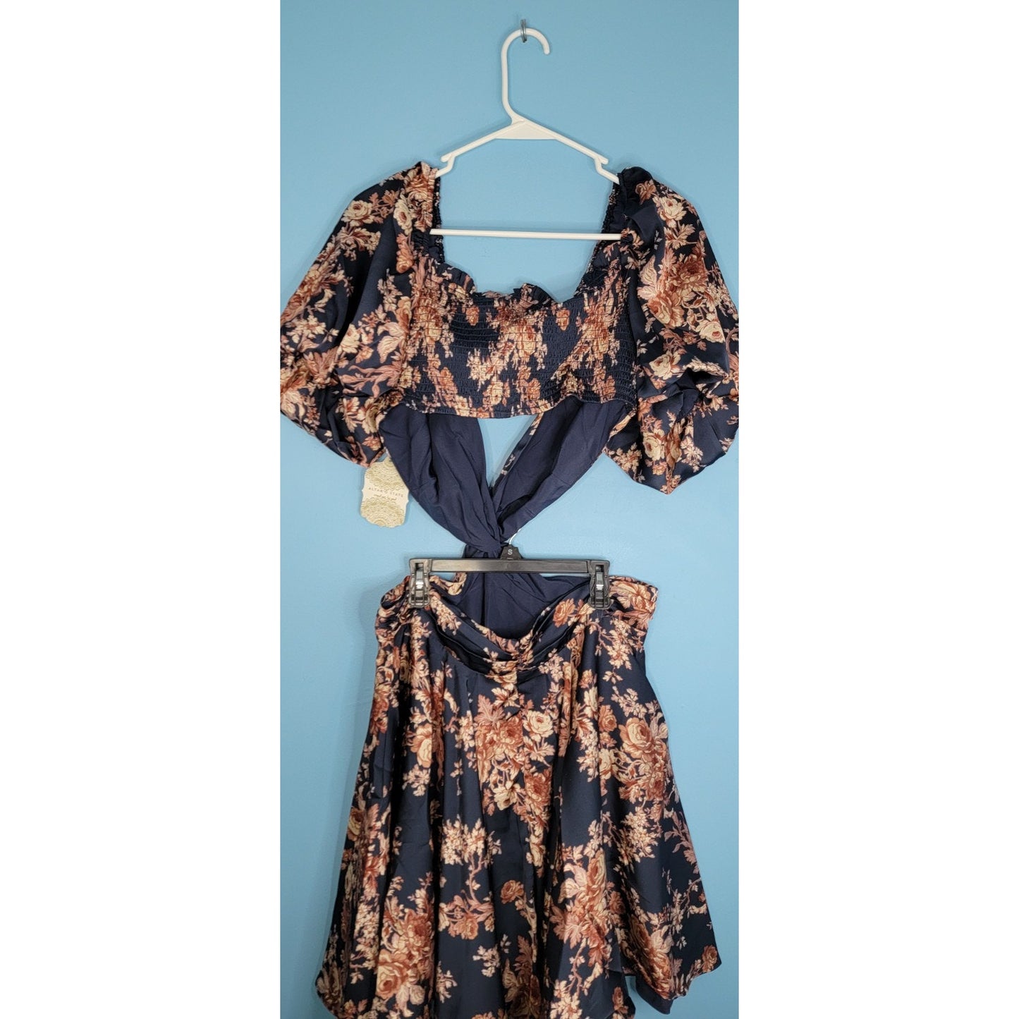 NWT Altar'd State Size XXL Navy Blue Floral Dress With Cut Outs Open Back Zipper