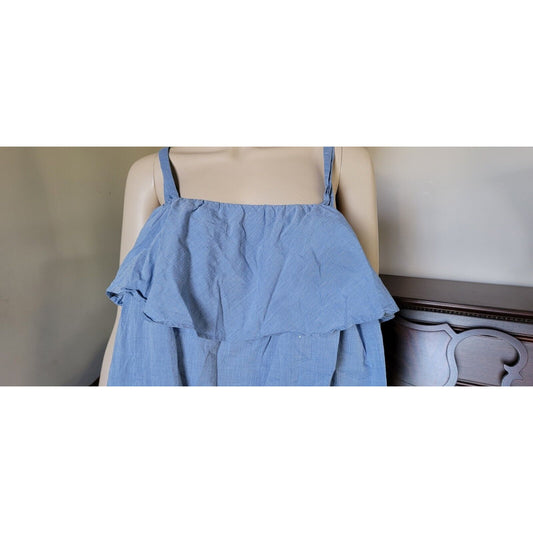 Who What Wear chambray denim blue ruffle tank cotton xxl top