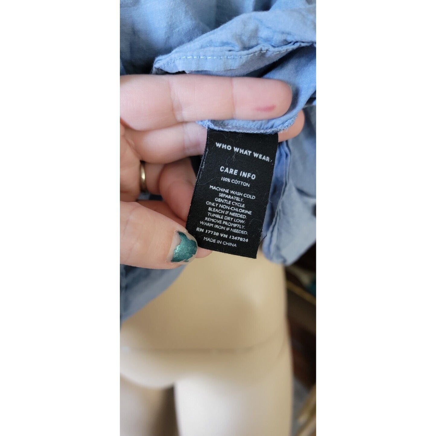 Who What Wear chambray denim blue ruffle tank cotton xxl top