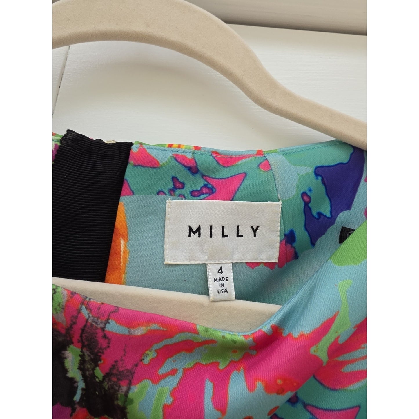 Milly Size 4 - Multicolor Boatneck Scuba Sheath Dress