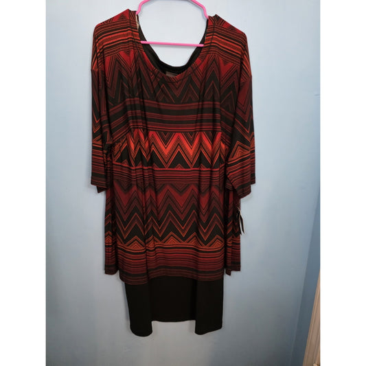 NWT Covington Size 1X Black & Red Layered Tunic Dress Knit Women’s 1X NEW