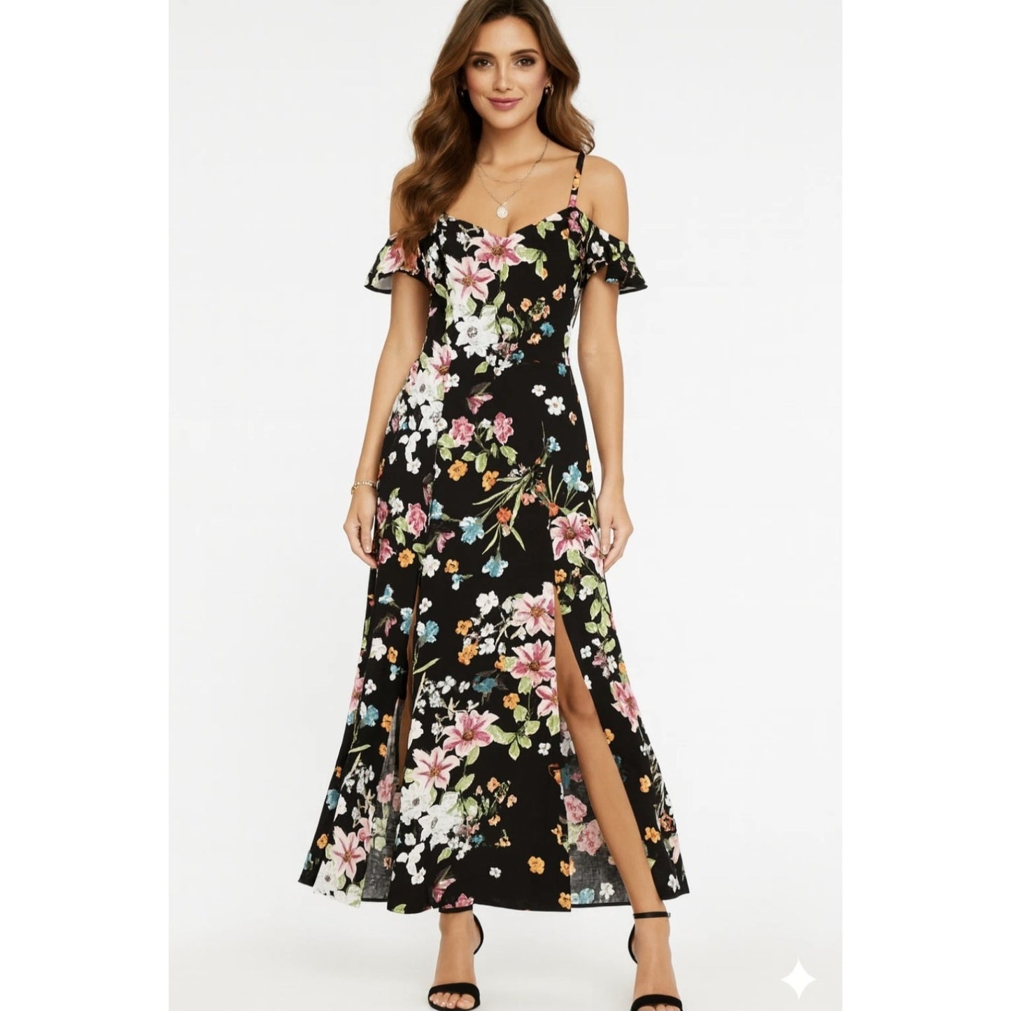 Love Fire Maxi Dress Womens L Floral Fairy Grunge Whimsical Babydoll Coquette