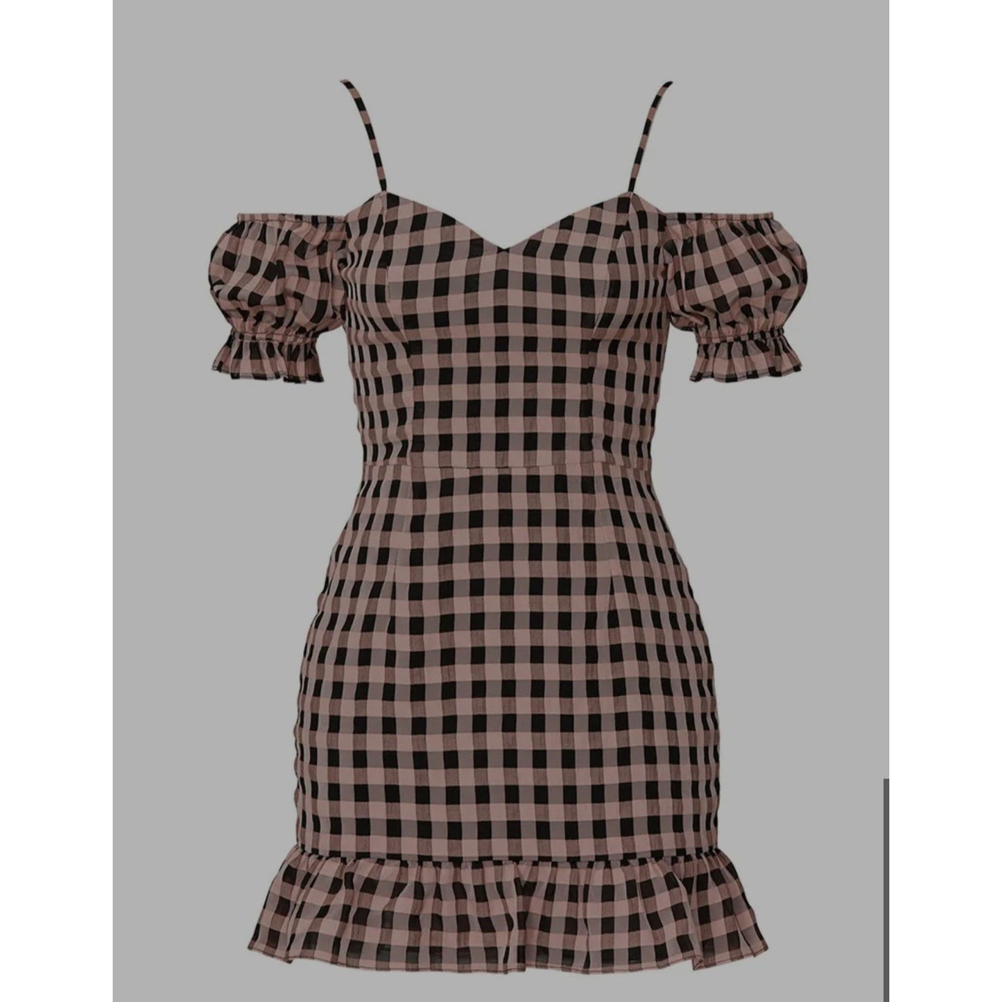 Estrella Cosmopolitain X DTP Pink Plaid Cold Shoulder Mini Dress Size Medium