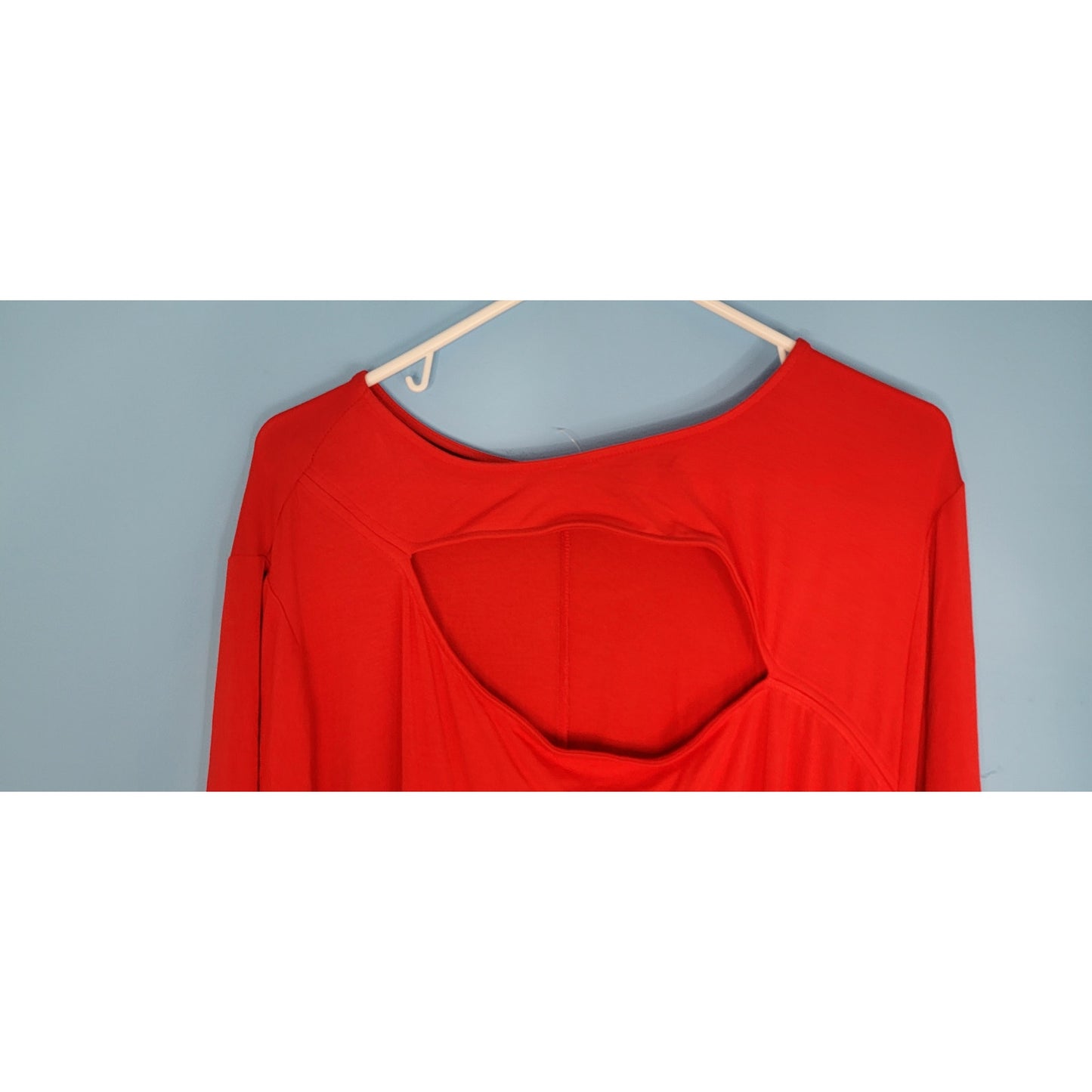 Ava & Viv 3X Red Chest Cut Out Long Sleeve Midi Dress