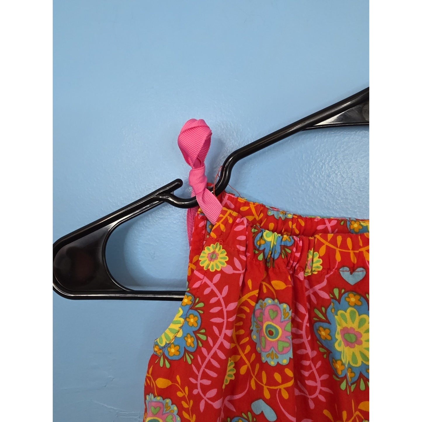 Hanna Andersson Pillowcase Sundress Floral Print Ribbon Tie Shoulder 90/18-24mos