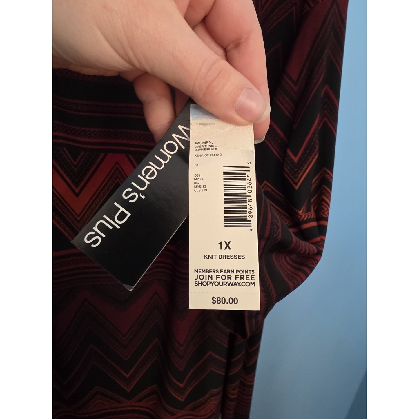 NWT Covington Size 1X Black & Red Layered Tunic Dress Knit Women’s 1X NEW