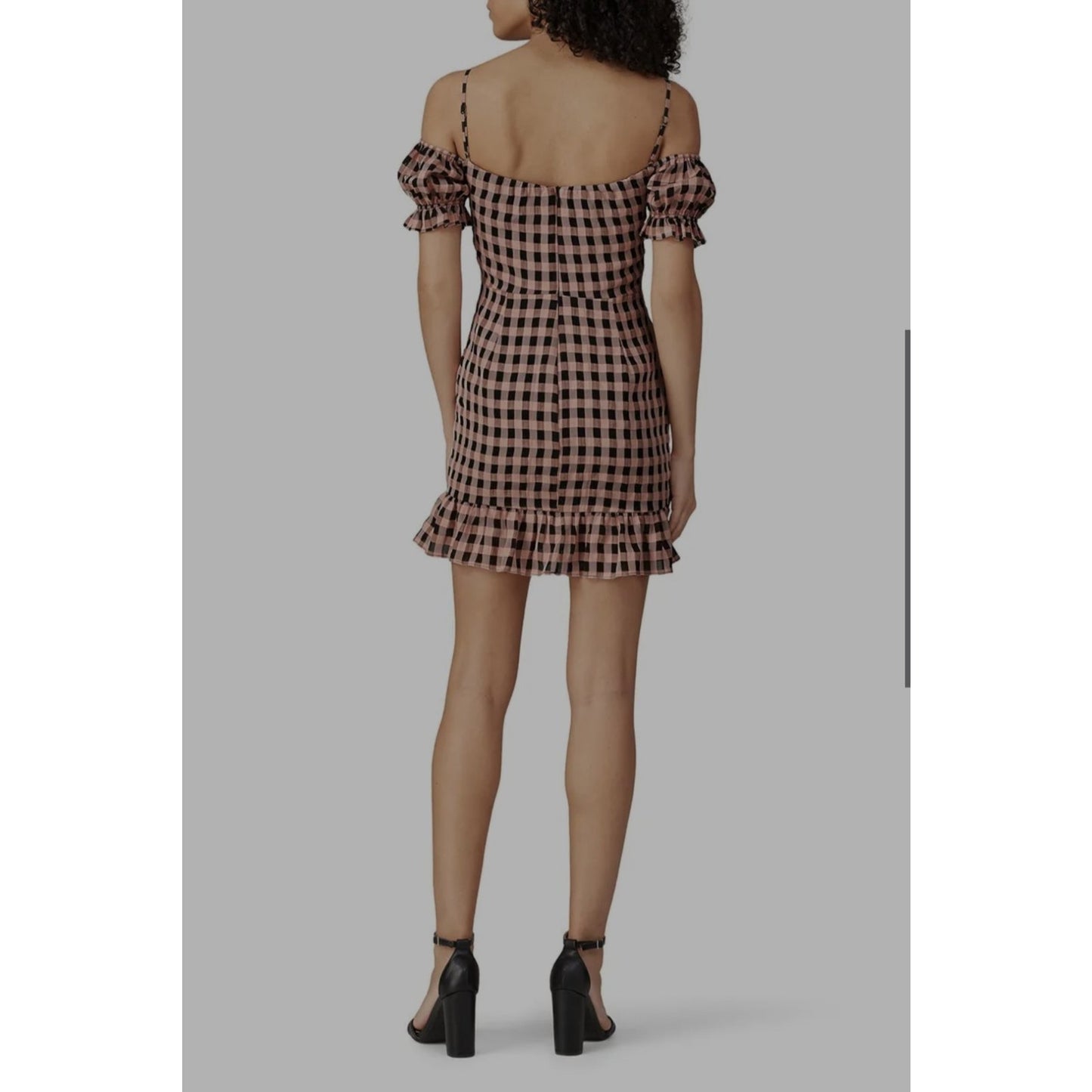 Estrella Cosmopolitain X DTP Pink Plaid Cold Shoulder Mini Dress Size Medium