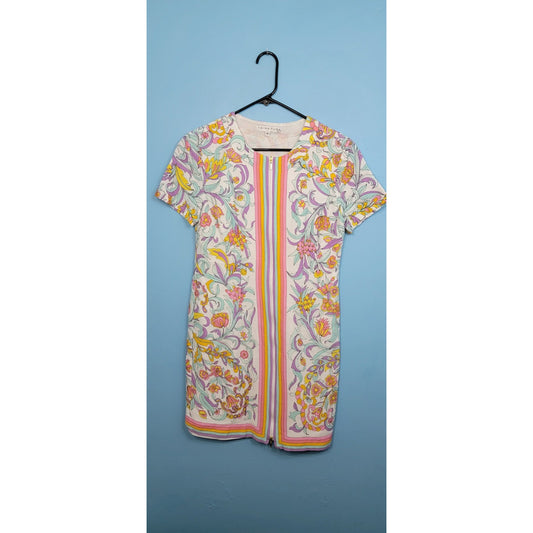 Trina Turk Size 8 Multicolored 2 Way Zip Front Closure Shift Summer Dress