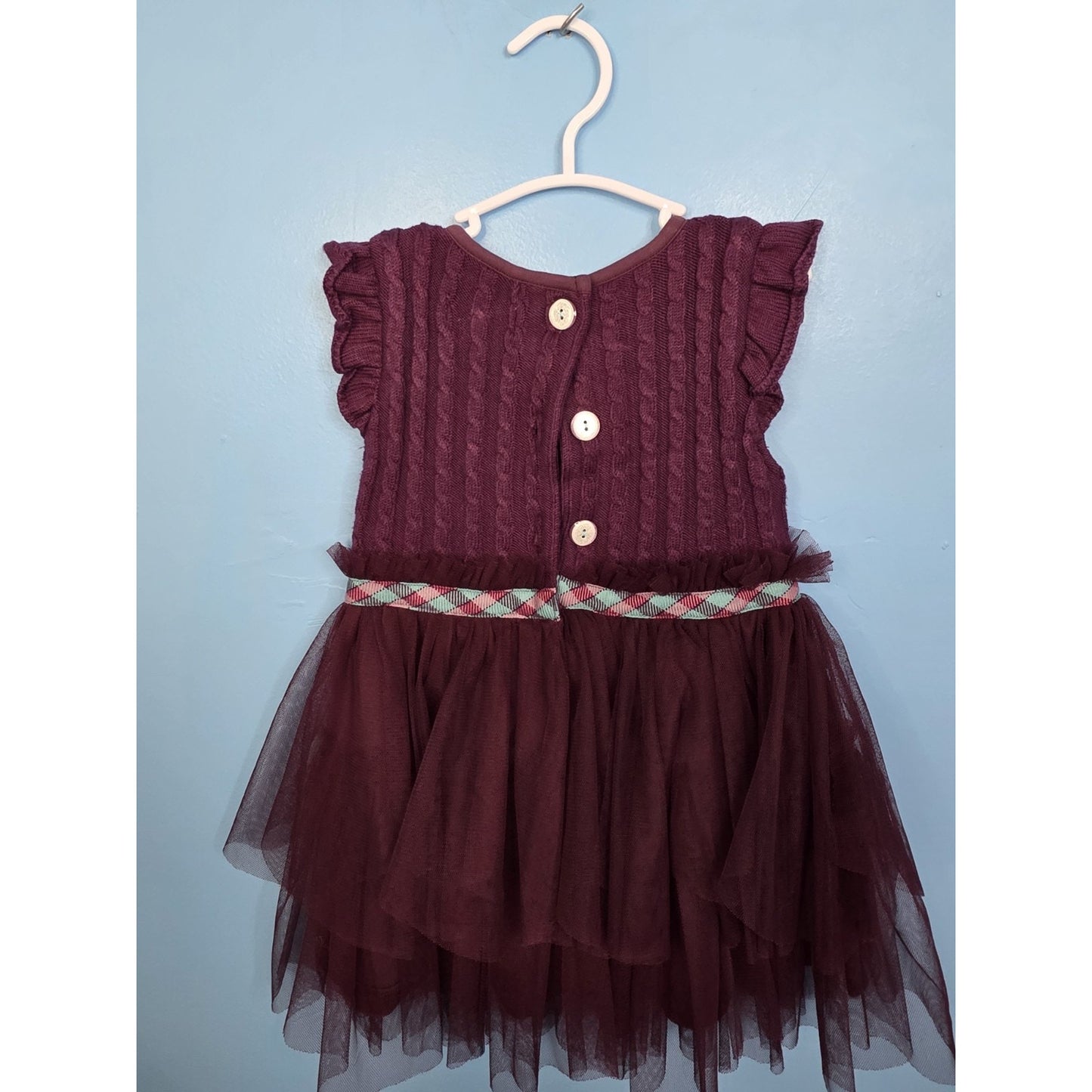 Matilda Jane Once Upon A Time Burgundy Sweater Tulle Soiree Dress Size 18-24mos