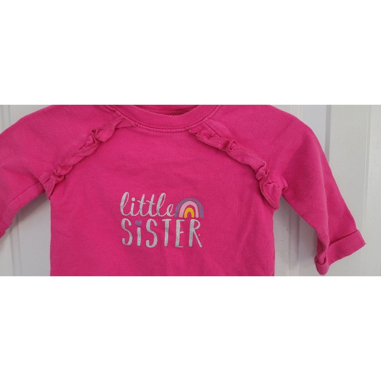 Girls Child Of Mine Pink Little Sister Long Sleeve Shirt Sizr 3-6 Months