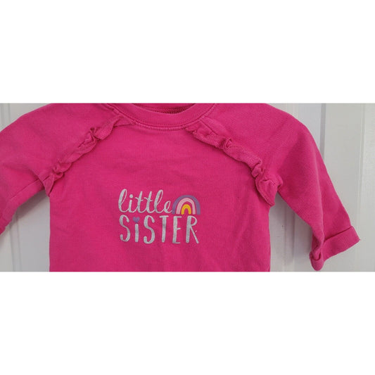 Girls Child Of Mine Pink Little Sister Long Sleeve Shirt Sizr 3-6 Months