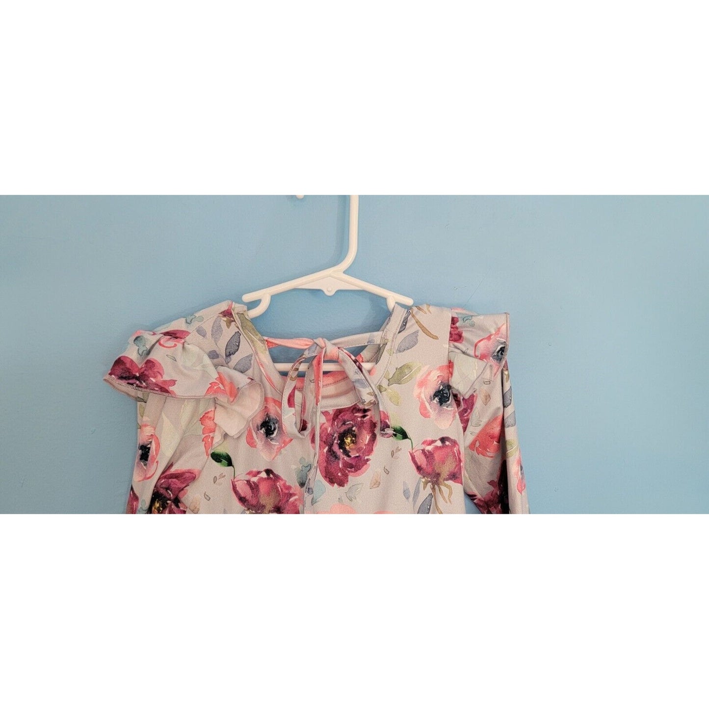 Girls Blue Floral Long Sleeve Layered Purple Tulle Dress Size Small (2T/3T)