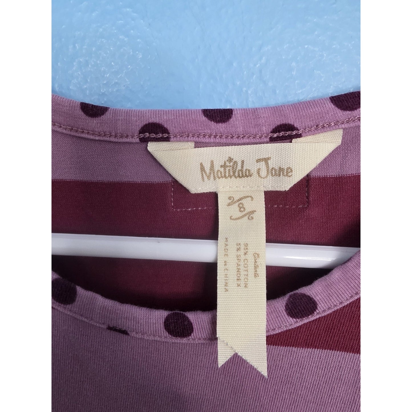 Matilda Jane Top Sz 8 Oh Dear Ruffles Tunic Tank Once Upon A Time Dots Stripes
