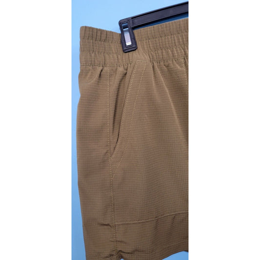 Athleta Textured Brooklyn Shorts Women Sz XL Yellow/Brown Pleated