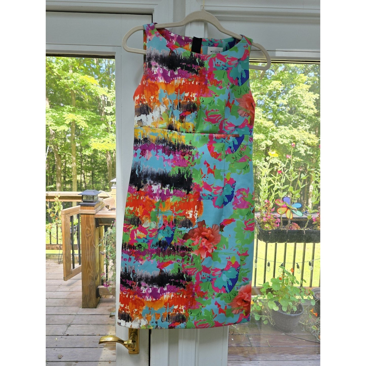 Milly Size 4 - Multicolor Boatneck Scuba Sheath Dress