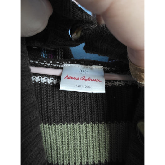 Hannah Andersson Knit Cardigan 100% Cotton Size 110 With Hood Pockets Buttons